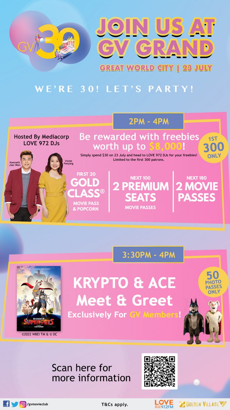 Golden Village Celebrates 30 Years Of Movies, Get 3 AllDay Movie