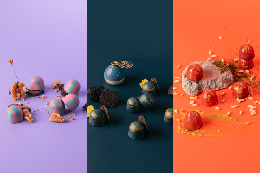 A selection of artisanal chocolate bonbons by Singaporean brand Kakkow by Derek Chong with unique flavours