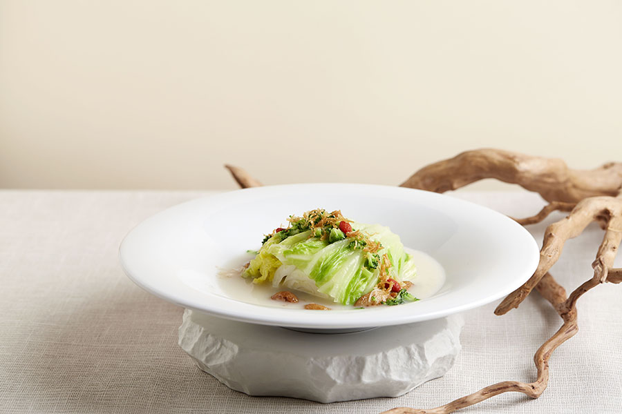 Crystal Jade Palace (new menu 2022)- Poached Cabbage in Porridge Water with Conpoy & Garlic