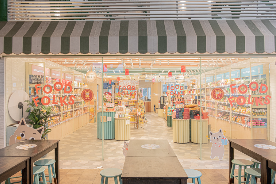 The exterior of the Food Folks store in Lau Pa Sat hawker center