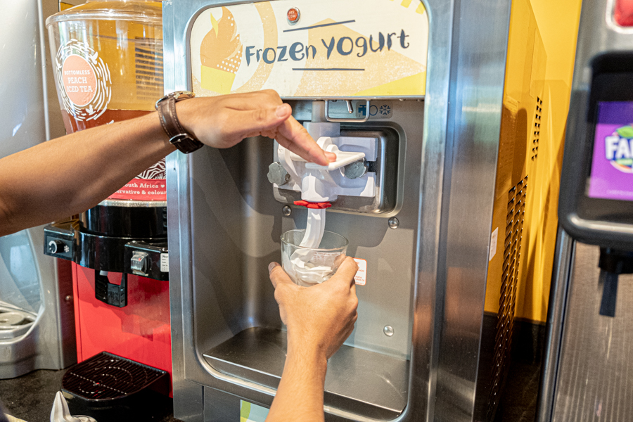 The bottom-less frozen yoghurt machine at Nando's Singapore