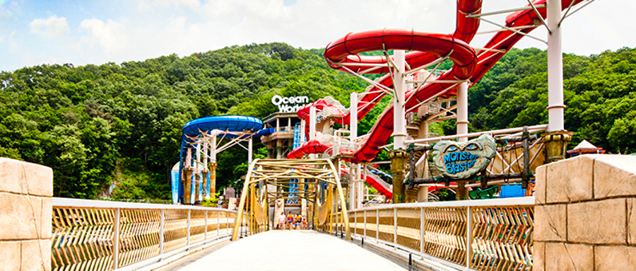 The entrance to the Ocean World Water Park in Gangwon, South Korea