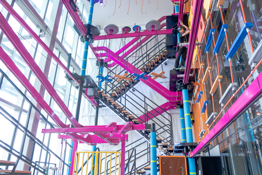 Interior of the Infinity & Beyond high-element obstacle course