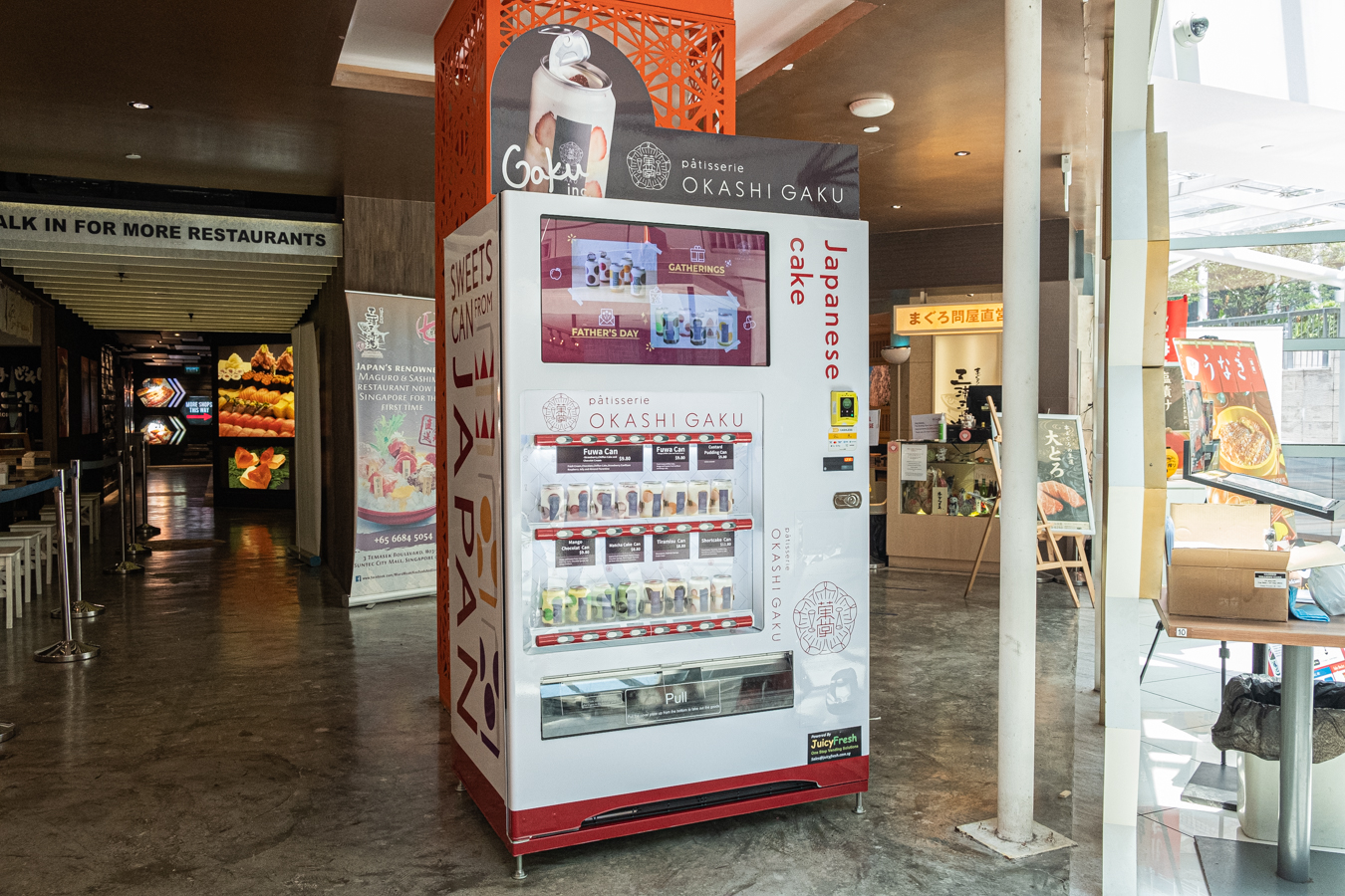 The Okashi Gaku Cake-In-A-Can Vending Machine in Suntec City