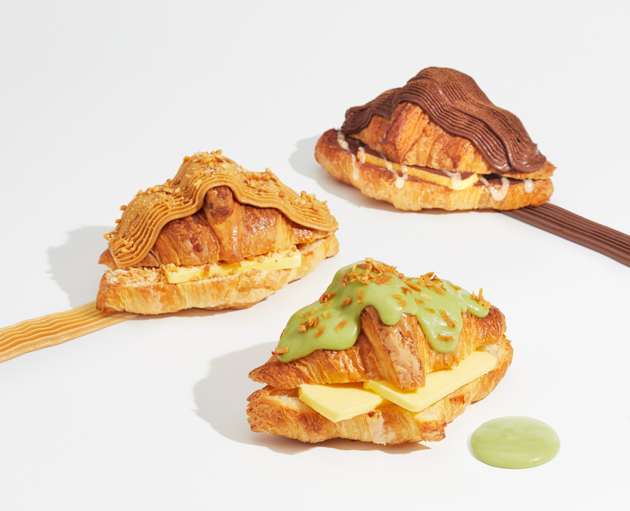 Three sweet croissant sandwich options from Butter Bean