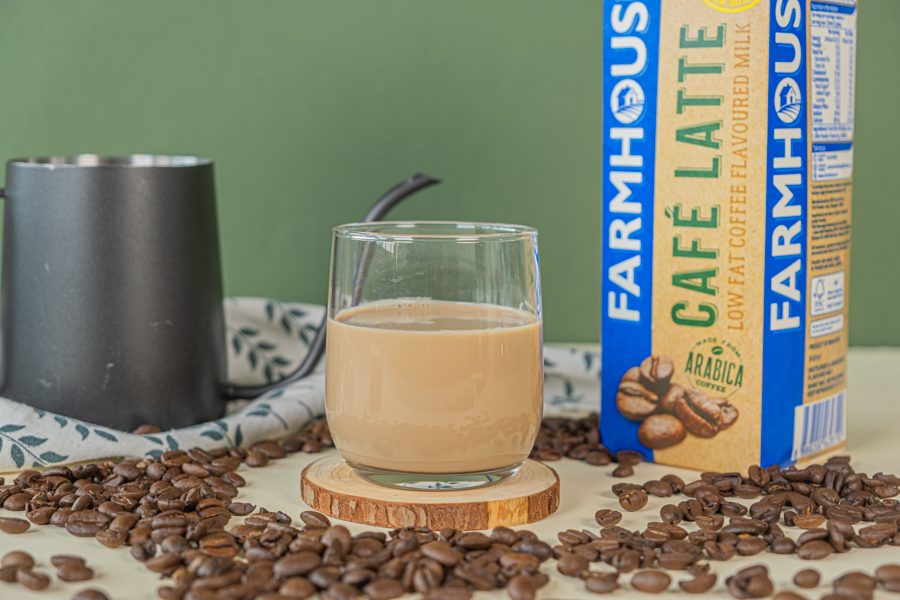 A cup of Farmhouse Cafe Latte Low Fat Flavoured Milk