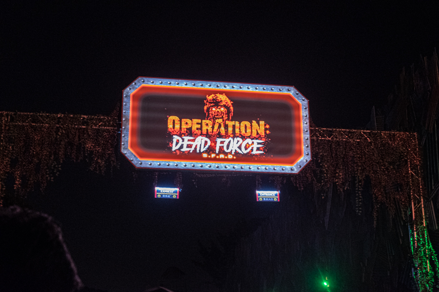 The entry sign for Operation: Dead Force, a zombie-themed haunted house for Halloween Horror Nights 10