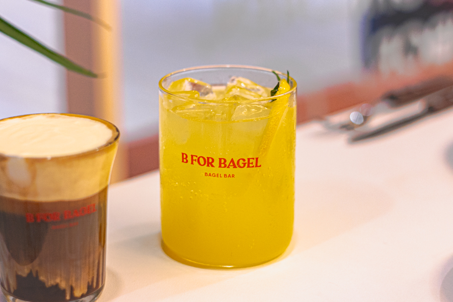A glass of iced lemonade at B For Bagel cafe in Tanglin Mall