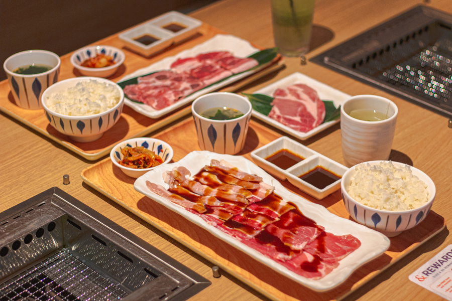 A showcase of different cuts of Japanese and Spanish pork from Yakiniku-GO