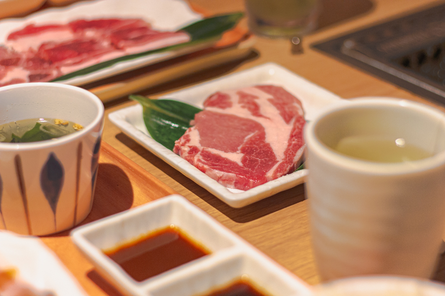 A serving of raw Japanese pork loin steak at Yakiniku-GO