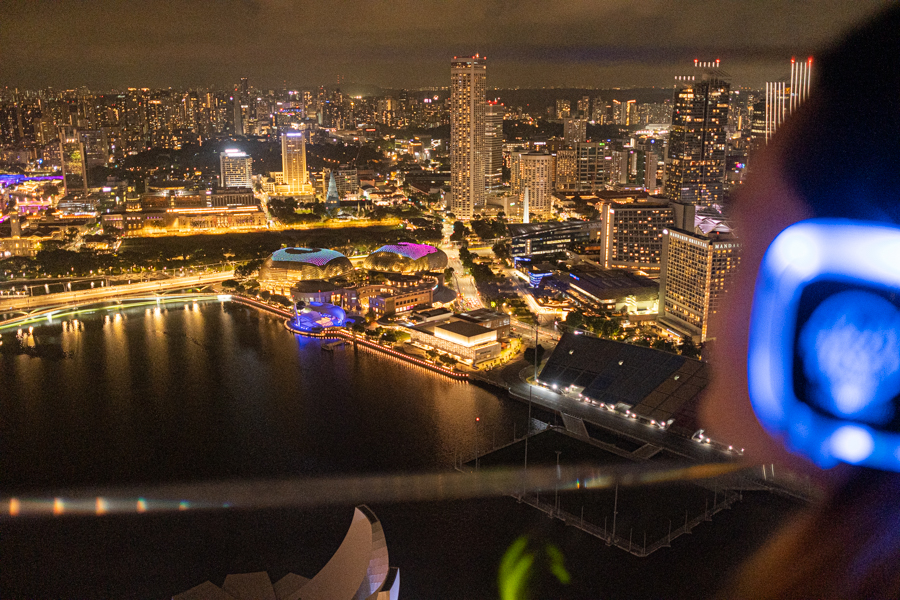 The skyline view of the Singapore shoreline from MBS SkyPark Observation Deck