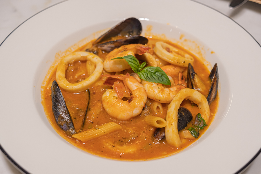Seafood Cioppino with Penne Pasta