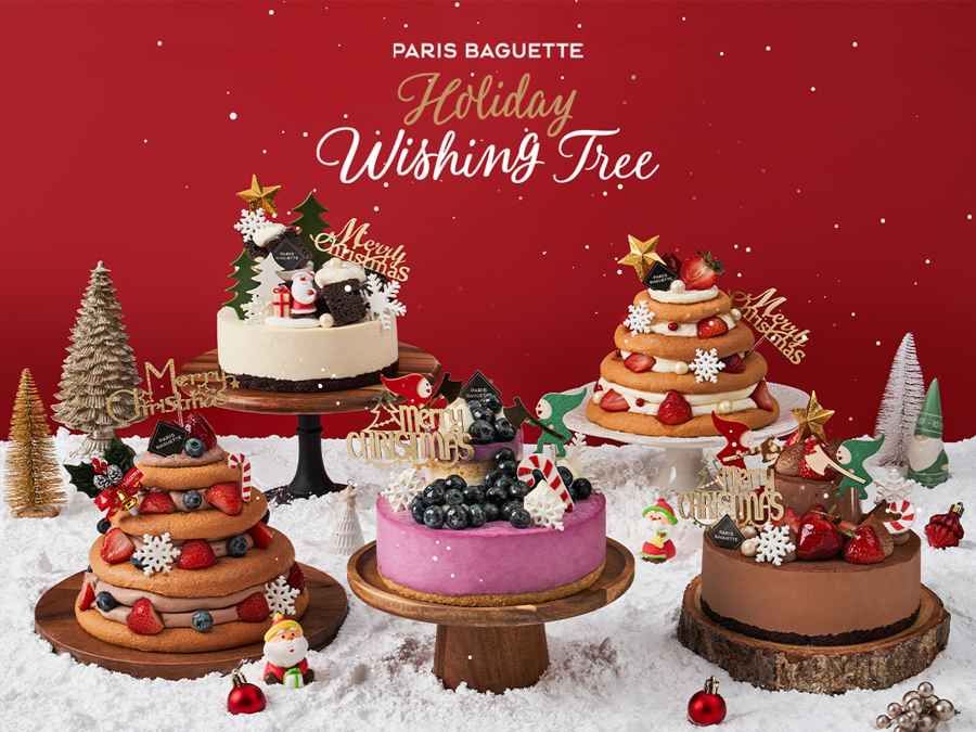 The full selection of Christmas cakes from Paris Baguette