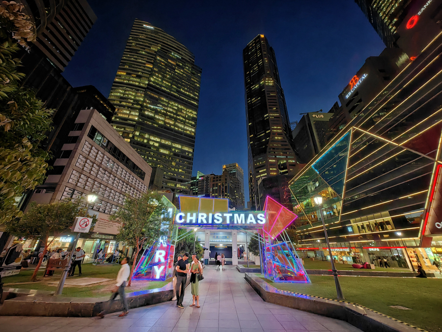 The Christmas light installations at Raffles Place Plaza