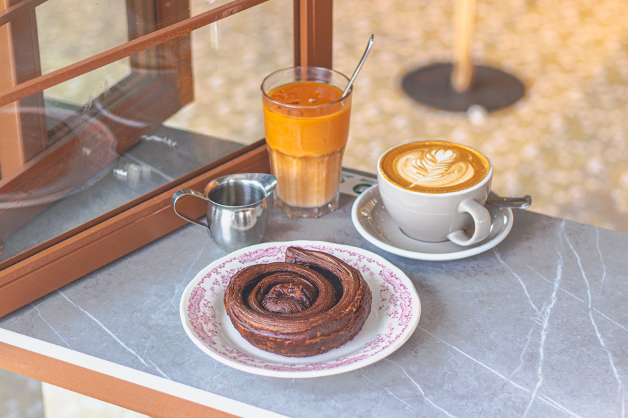 Chocolate Kouign Amann and Tiong Bahru Bakery Drinks