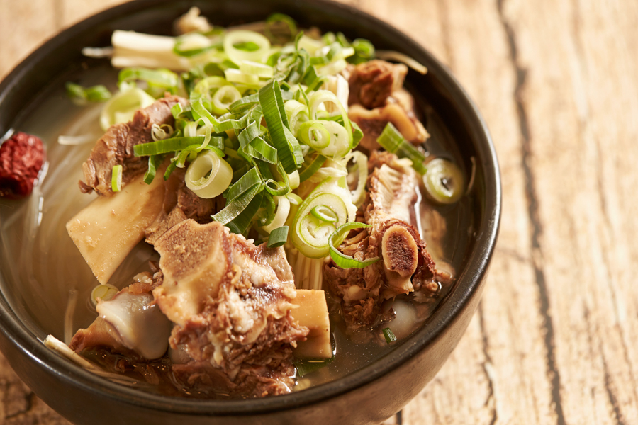 A pot of galbitang, Korean short rib soup