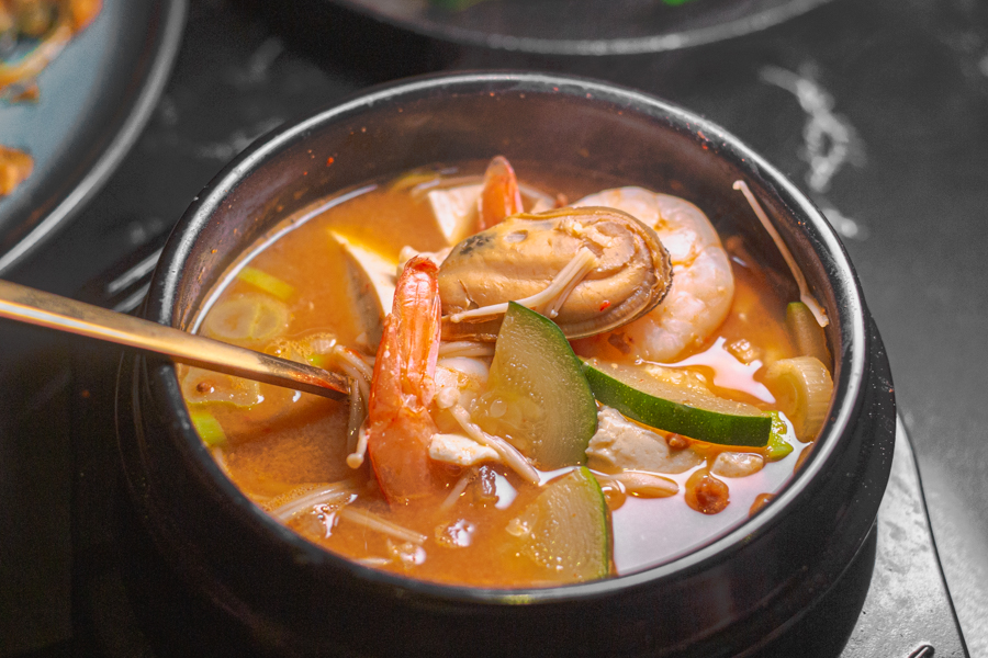 Seafood Doenjang Stew made using 80 years fermented soybean paste