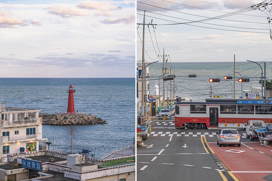 Area around Cheongsapo Station Busan - Lighthouse and Train Tracks