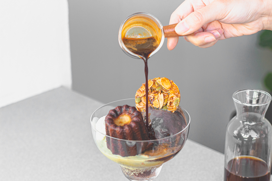 Pouring of Espresso into Affogato