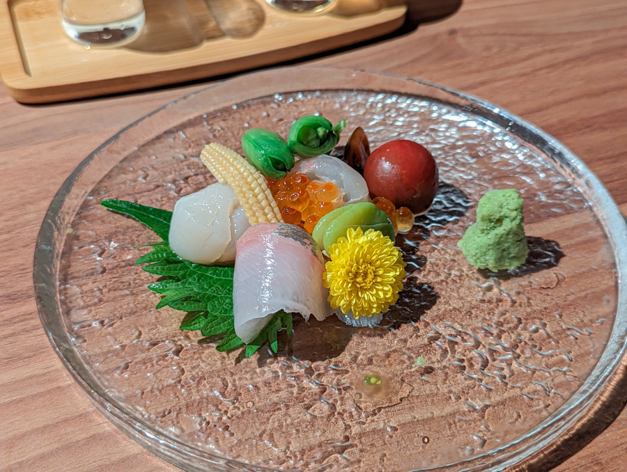 Usuzukuri - Assorted sashimi and seasonal Japanese vegetables