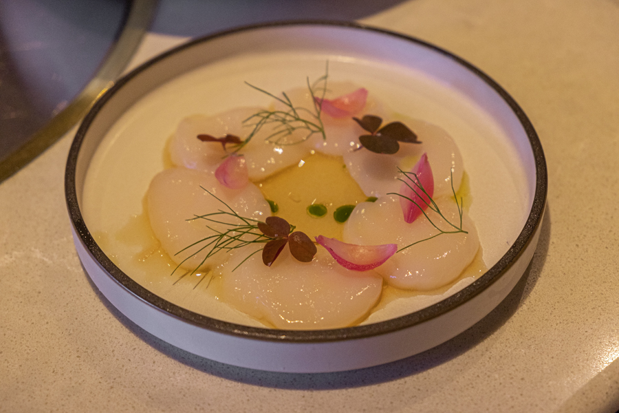 Smoked Scallop Carpaccio with Yuzu Vinaigrette