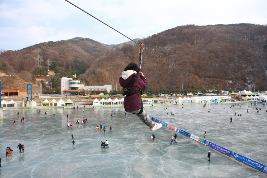 Ziplining at the Hwaecheon Sancheon Festival
