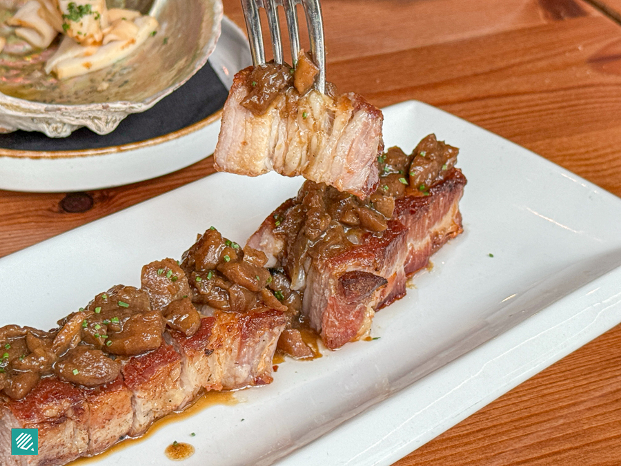 Pura Brasa-Josper-Grilled Crispy Pork Belly with Porcini Mushroom Sauce