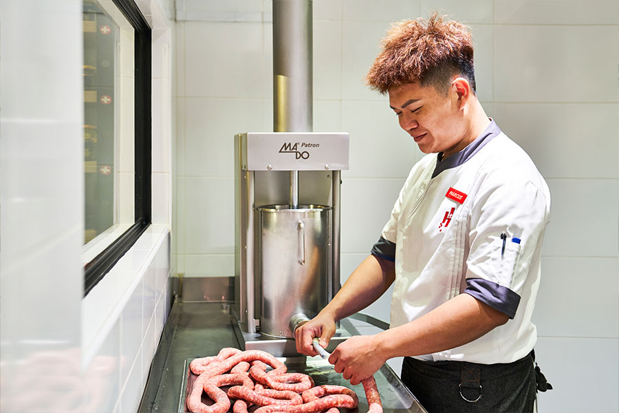 Sausage making at Huber's Butchery