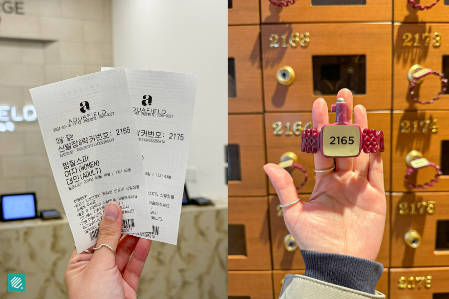 Entry tickets and shoe locker key at Aquafield Hanam