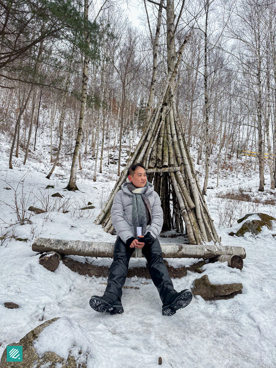 Photospot in the snow in Inje Birch Forest, Korea