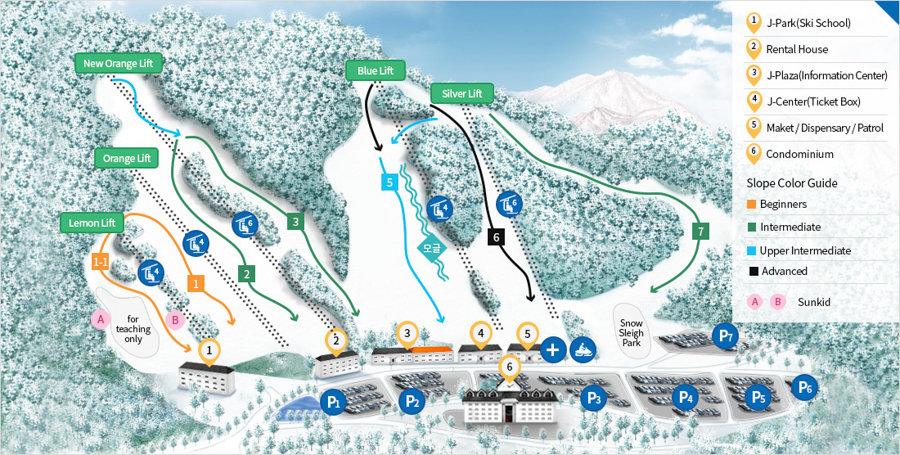 Ski slopes for Jisan Ski Resort In Korea