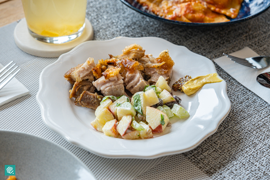 Roasted Pork with Waldorf Salad 