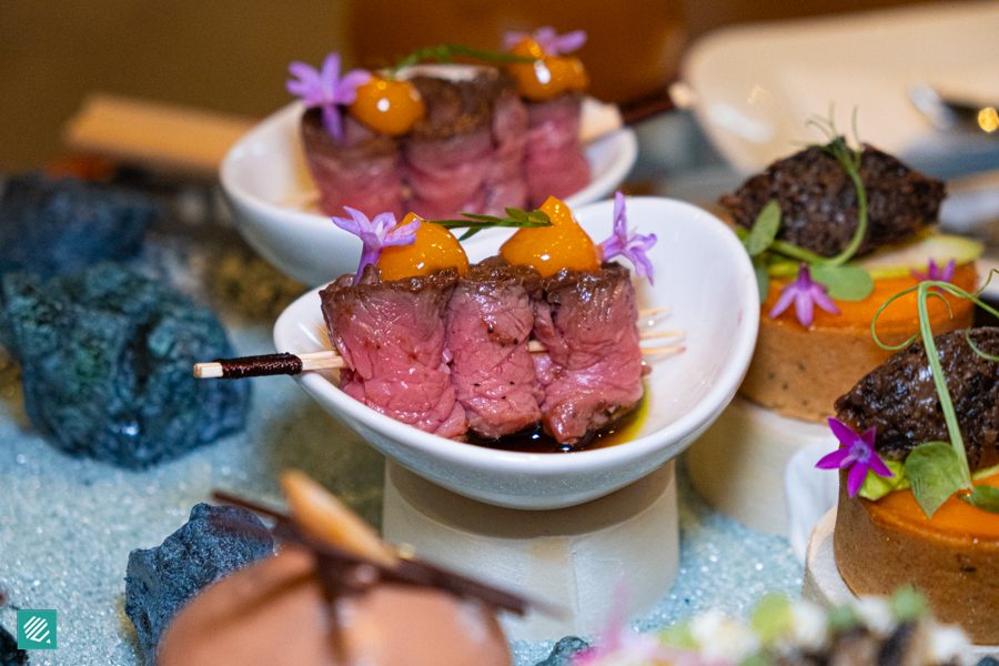 “Yakishabu” Beef with Black Garlic and Mangetsu Egg