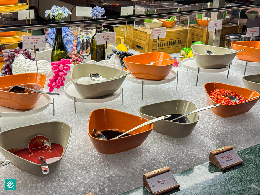 Hotpot condiments at the Market Table