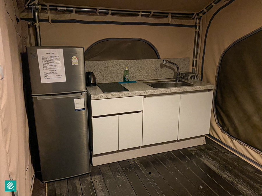 Kitchenette in the glamping tent