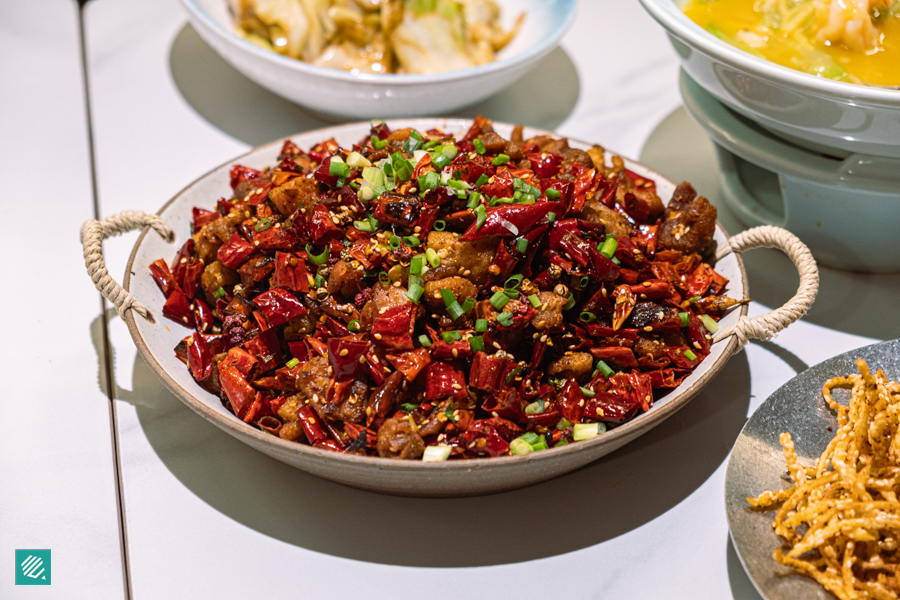 Classic Spicy Chilli Chicken with Cheesy Rice Cakes