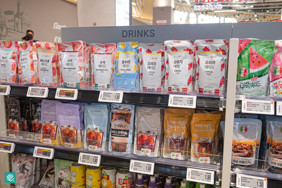 Korean convenience store packet drinks at LOTTE Mart Express