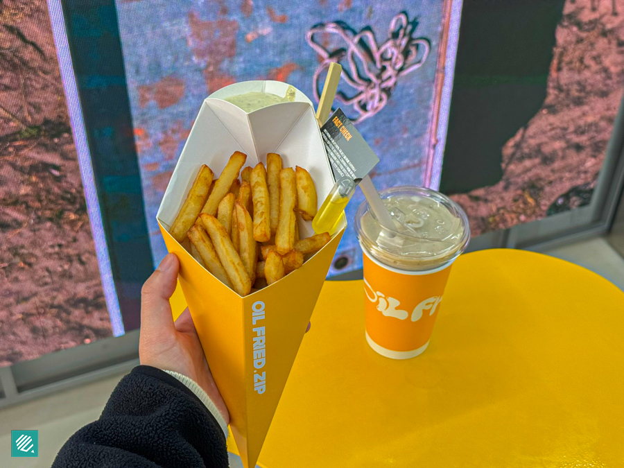 French fries and Perilla Oil Banana Shake 