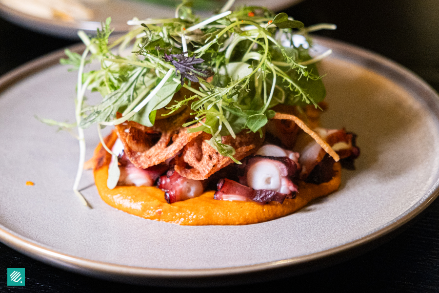 One Prawn & Co Octopus, Assam Pedas Hummus, Renkon Chips