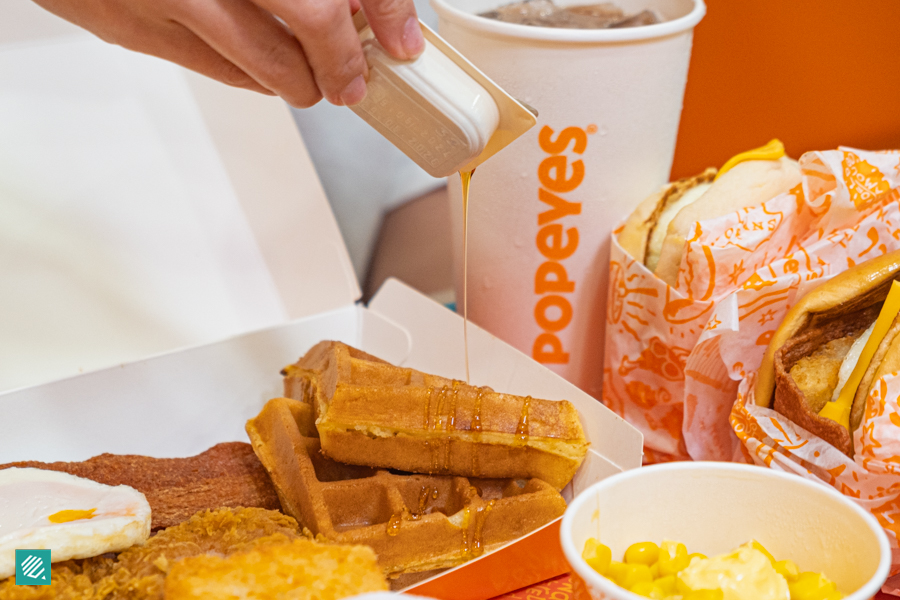 Ultimate Poppy Waffles Platter from the Popeyes breakfast menu
