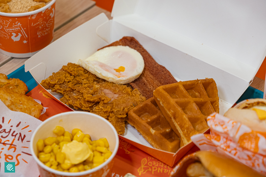 Ultimate Poppy Waffles Platter from the Popeyes breakfast menu