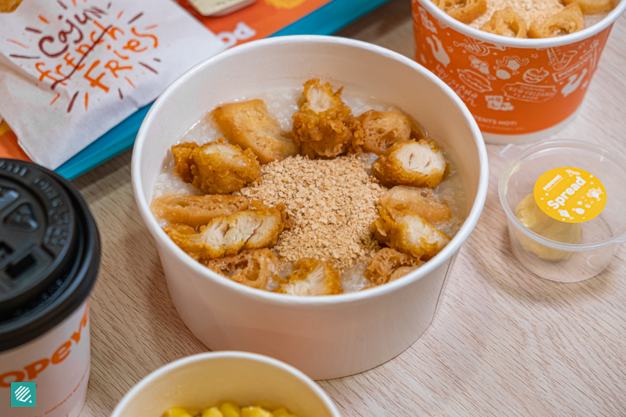 Poppy Chicken Porridge from the Popeyes breakfast menu