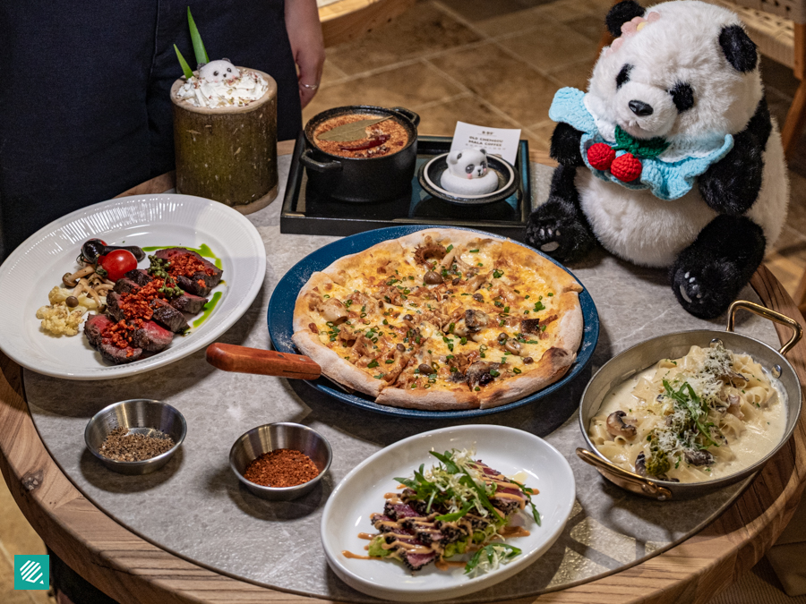 Table full of savoury dishes 