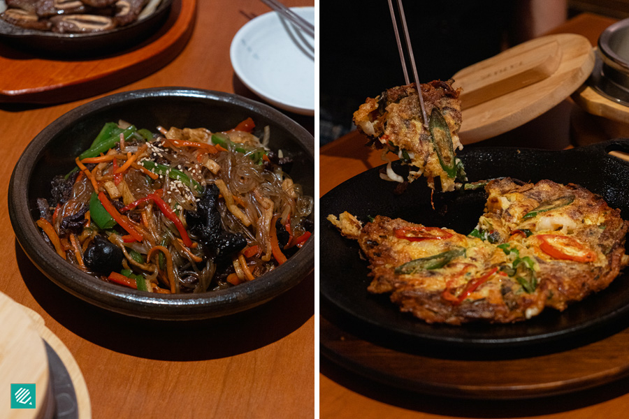 Japchae and Seafood Pancake