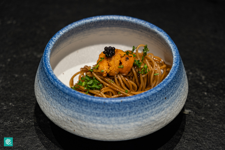 Shio Kombu Pasta with caviar and uni