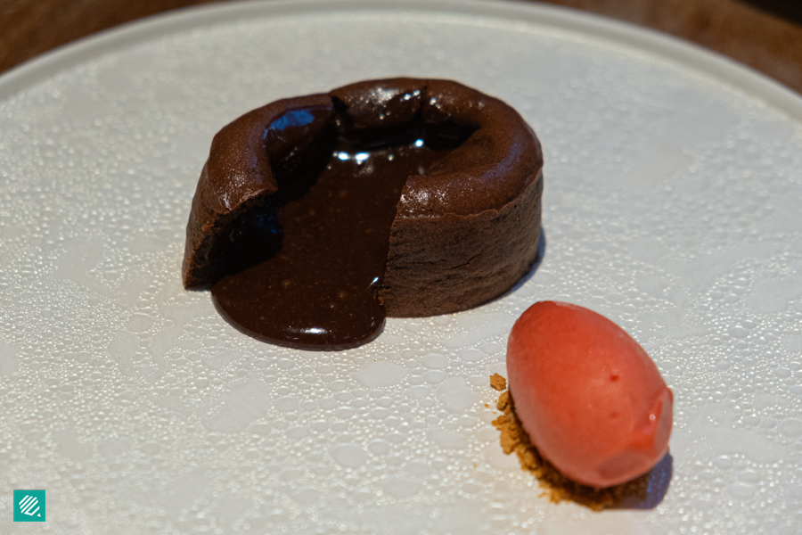 Italian Lava Cake with Raspberry Sorbet
