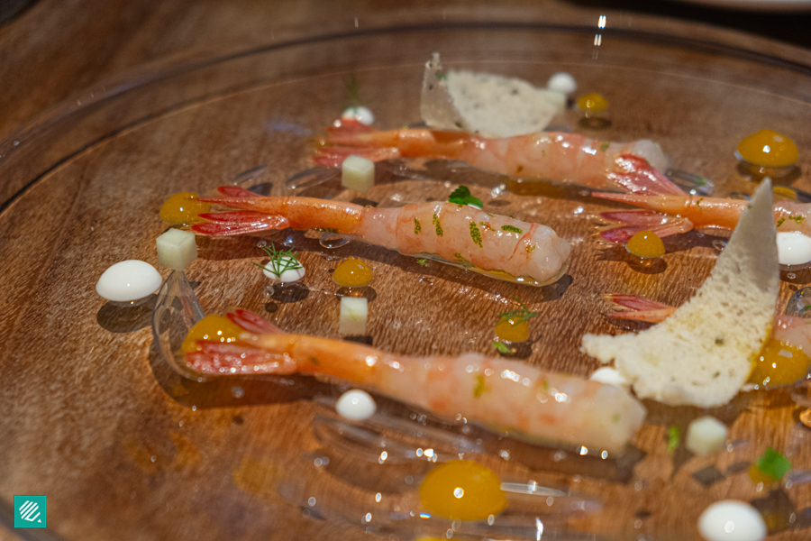 Hokkaido Sweet Shrimp Crudo with Passion Fruits and Yoghurt 