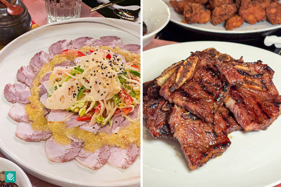 Cold Boiled Pork & Korean-style Japchae, LA Galbi Marinated Grilled Short Rib