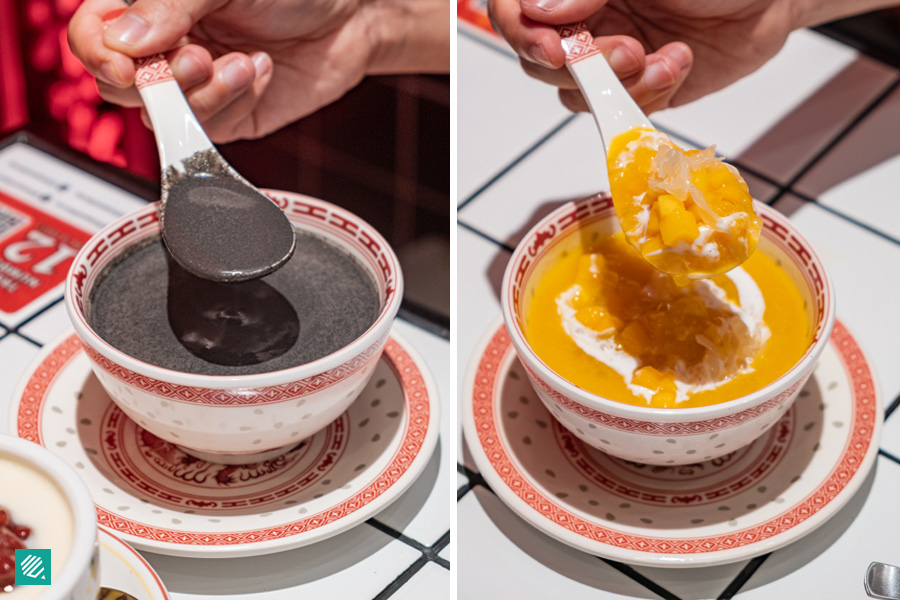 Black Sesame Paste, Mango Pomelo Sago