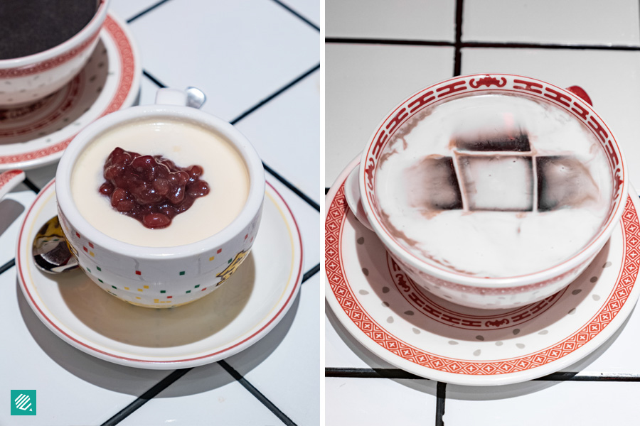 Red Bean Double-Skin Milk Pudding, Herbal Jelly With Coconut Milk 